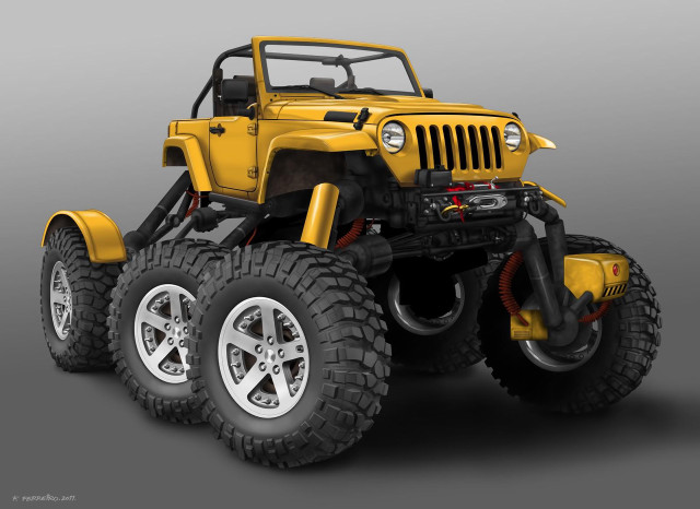 Yellow jeep four wheels big free wallpaper for desktop - medium preview image