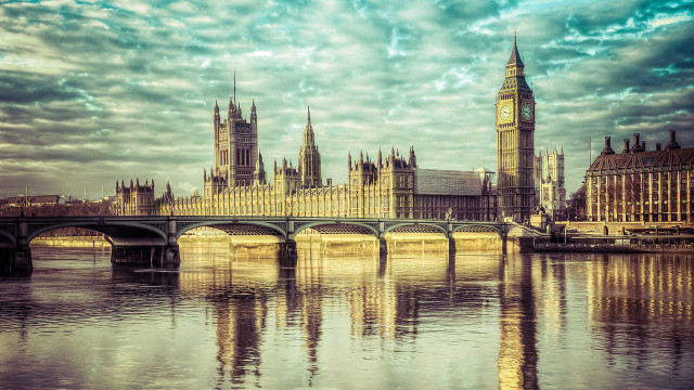 Bridge river castle cloudy sky #3 free wallpaper for desktop - medium preview image