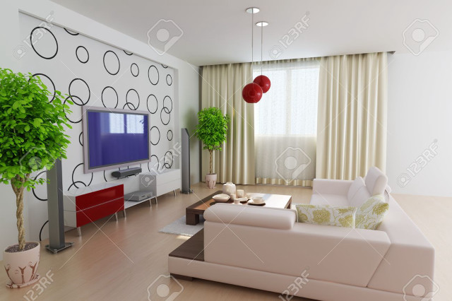 Modern livingroom large tv couch free wallpaper for desktop - medium preview image
