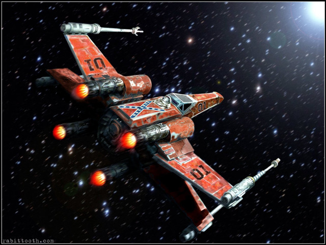 Red starfighter plane flying sky free wallpaper for desktop - medium preview image