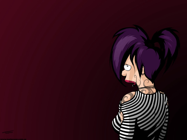 Cartoon character purple hair striped free wallpaper for desktop - medium preview image