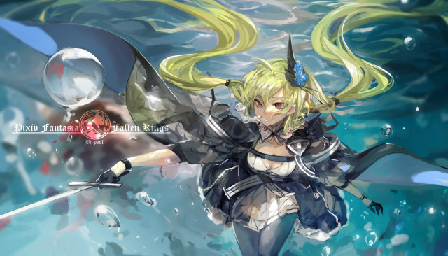 Woman sword water helmet action free wallpaper for desktop - medium preview image