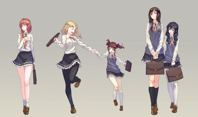 Anime girls outfits hair styles #3 free wallpaper for desktop - medium preview image