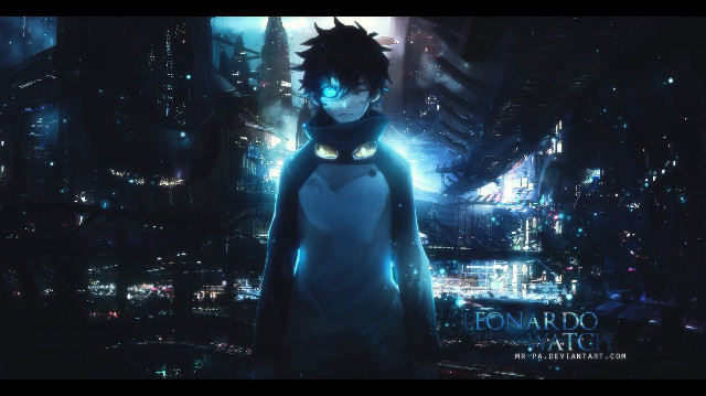 Cyberpunk man neon city night free wallpaper for desktop - medium preview image