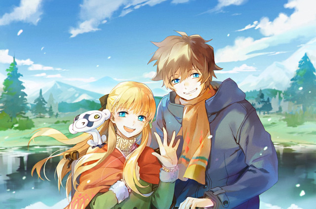 Anime couple lake forest panda #2 free wallpaper for desktop - medium preview image