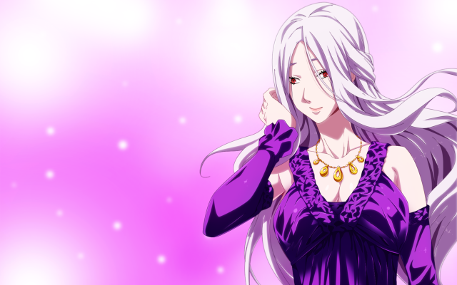 White haired purple dress portrait free wallpaper for desktop - medium preview image