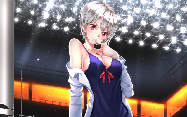 Woman blue dress stars ceiling free wallpaper for desktop - medium preview image