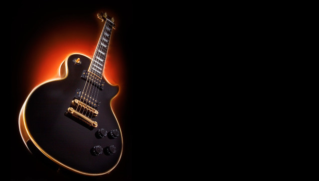 Black guitar gold neck black free wallpaper for desktop - medium preview image
