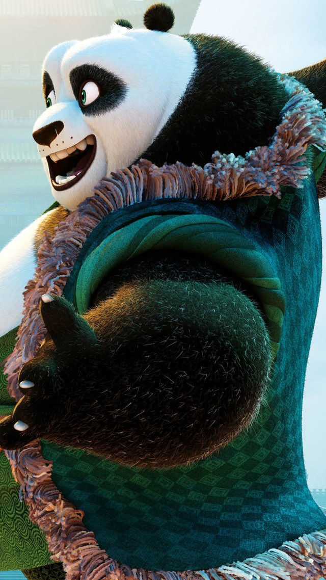 Panda bear green purple outfit free wallpaper for mobile - medium preview image