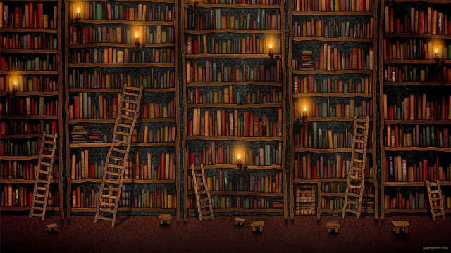 Books ladders candles room library free wallpaper for desktop - medium preview image