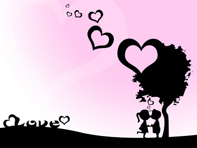 Couple tree hearts pink background #2 free wallpaper for desktop - medium preview image