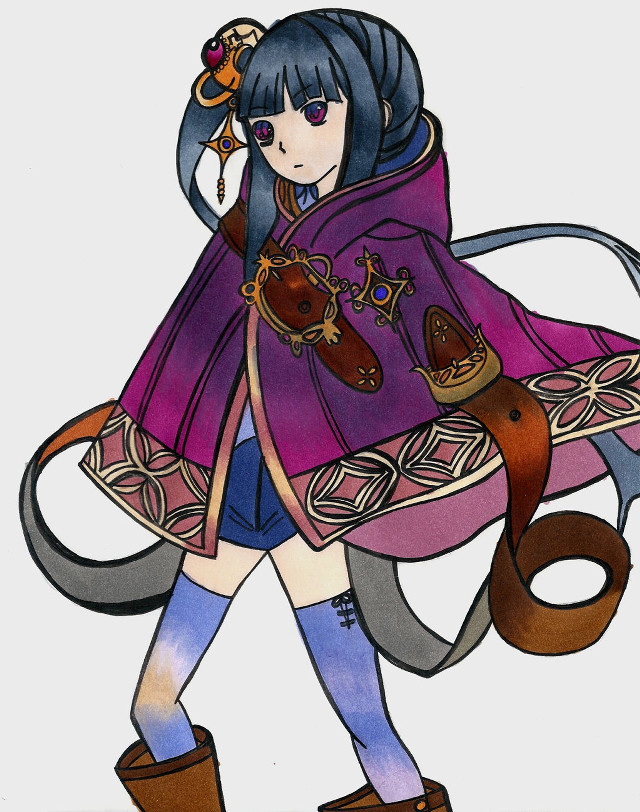 Girl purple coat brown hat free wallpaper for mobile - medium preview image