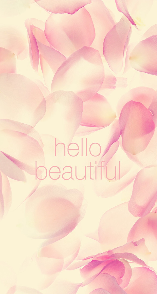 Pink flower hello beautiful white free wallpaper for mobile - medium preview image