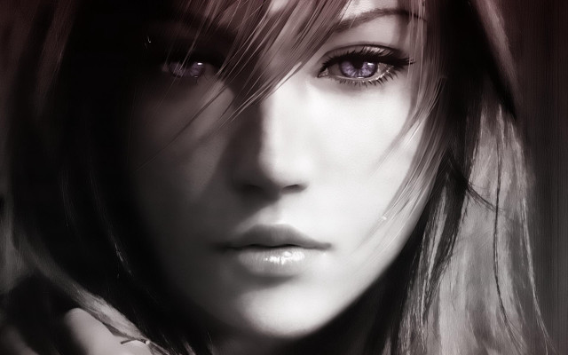 Woman long hair purple eyes free wallpaper for desktop - medium preview image