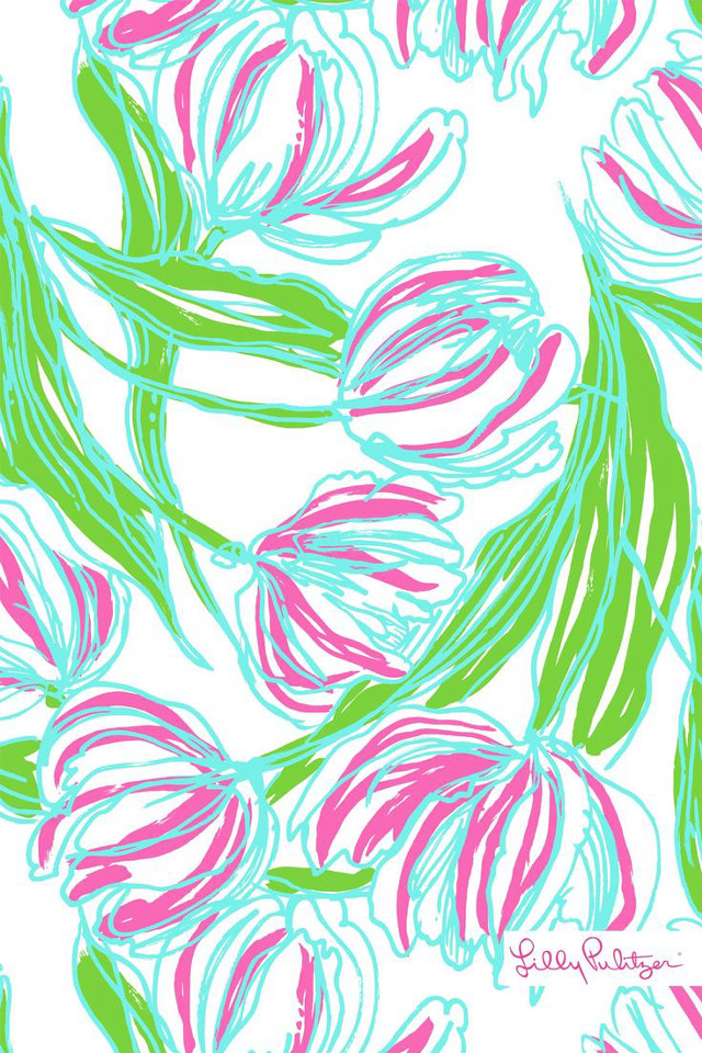 Flower drawing pink green leaves free wallpaper for mobile - medium preview image