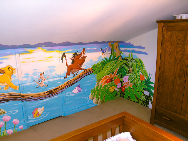 Cartoon mural room crib bed free wallpaper for desktop - medium preview image