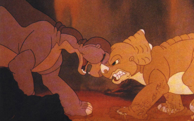 Elephants fighting cave fire background free wallpaper for desktop - medium preview image