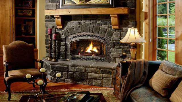 Living room fireplace couch painting free wallpaper for desktop - medium preview image