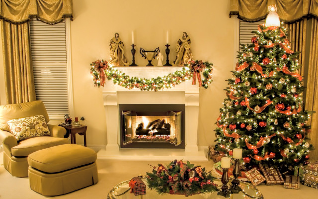 Living room christmas tree fireplace #4 free wallpaper for desktop - medium preview image