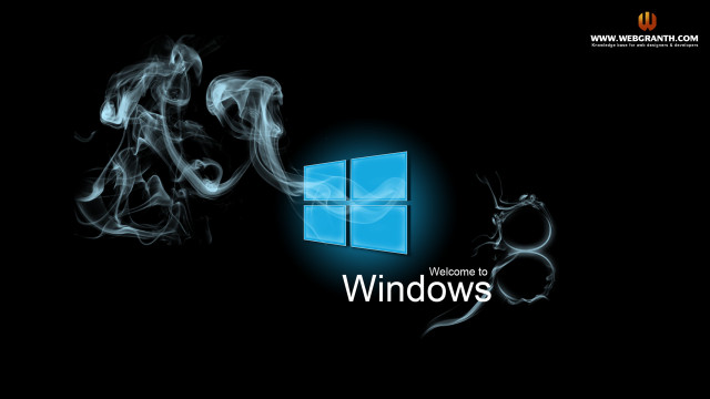 Black background smoke blue window #2 free wallpaper for desktop - medium preview image
