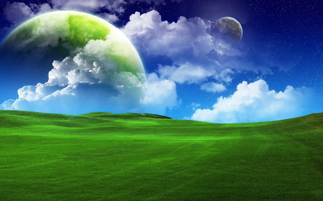 Green field blue sky clouds #40 free wallpaper for desktop - medium preview image