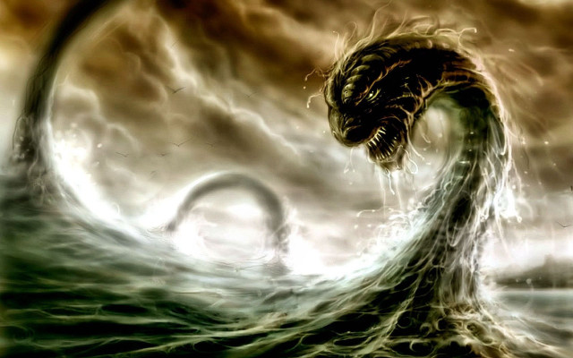 Dragon ocean wave dark sky free wallpaper for desktop - medium preview image