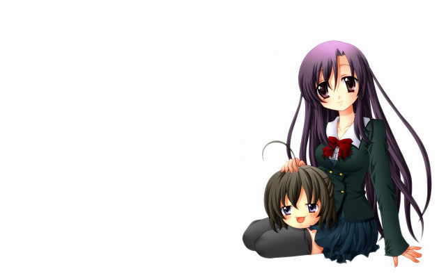 Anime girls sitting white background #3 free wallpaper for desktop - medium preview image