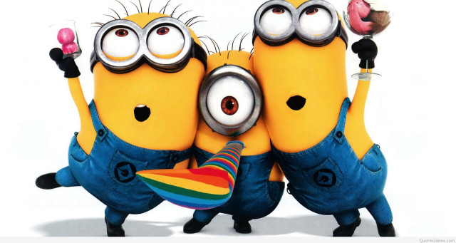 Minions rainbow doughnut fun colorful free wallpaper for desktop - medium preview image