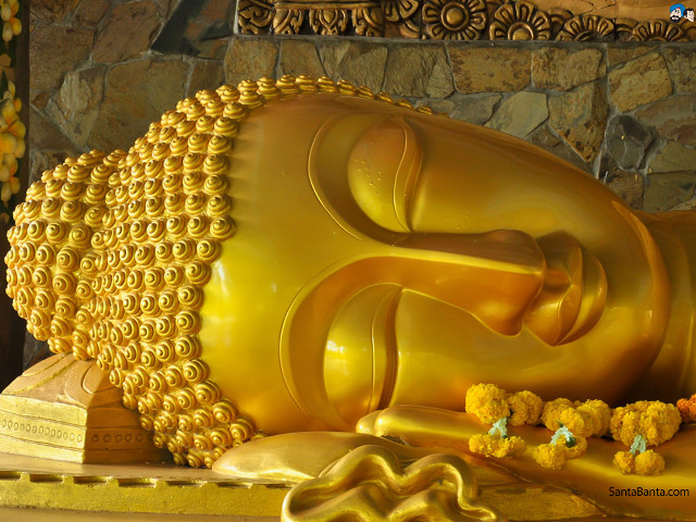 Golden buddha bronze mirror tranquil free wallpaper for desktop - medium preview image