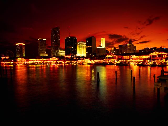 City skyline night red sky #3 free wallpaper for desktop - medium preview image