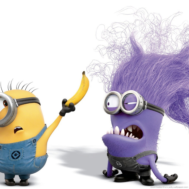 Cartoon character banana minion purple free wallpaper for tablet - medium preview image