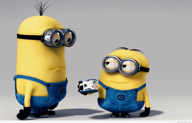 Minions couple mug cellphone holding free wallpaper for desktop - medium preview image