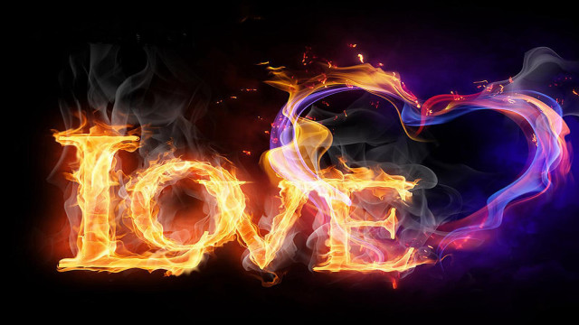 Fire smoke love heart black free wallpaper for desktop - medium preview image