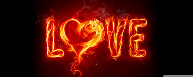 Red love flames heart black free wallpaper for desktop - medium preview image