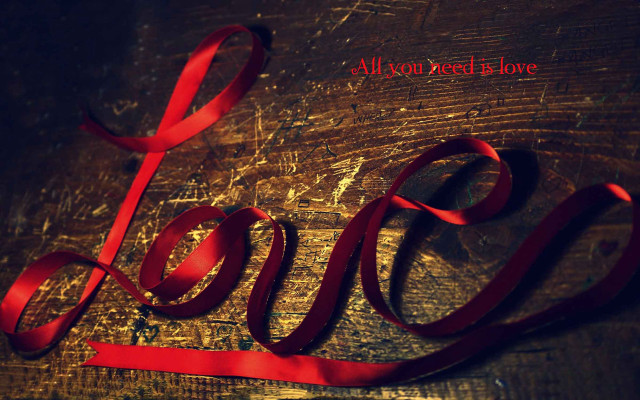Red ribbon wooden surface love free wallpaper for desktop - medium preview image