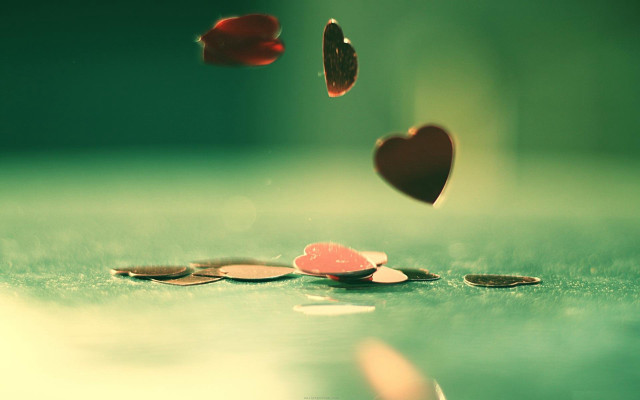 Heart shaped object table coins #2 free wallpaper for desktop - medium preview image