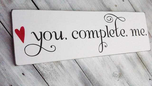 You complete me wooden sign free wallpaper for desktop - medium preview image