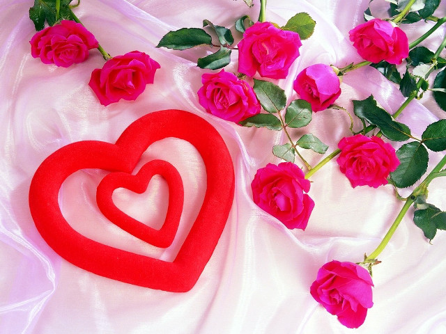 Red heart pink roses white #3 free wallpaper for desktop - medium preview image