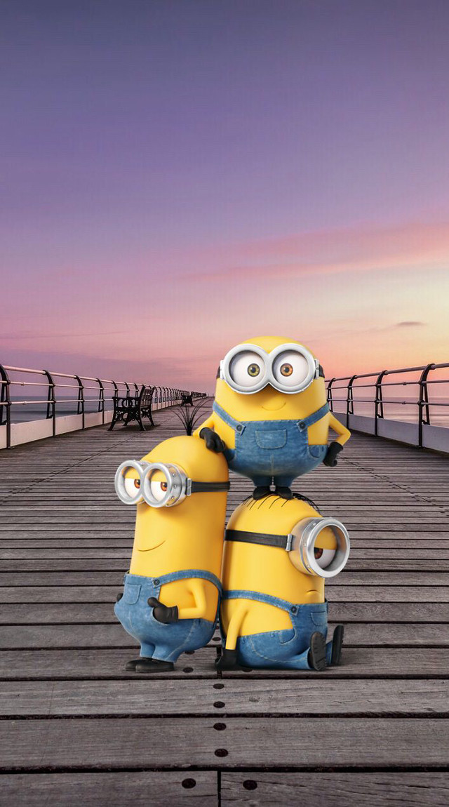 Minions sunset pier sitting top free wallpaper for mobile - medium preview image
