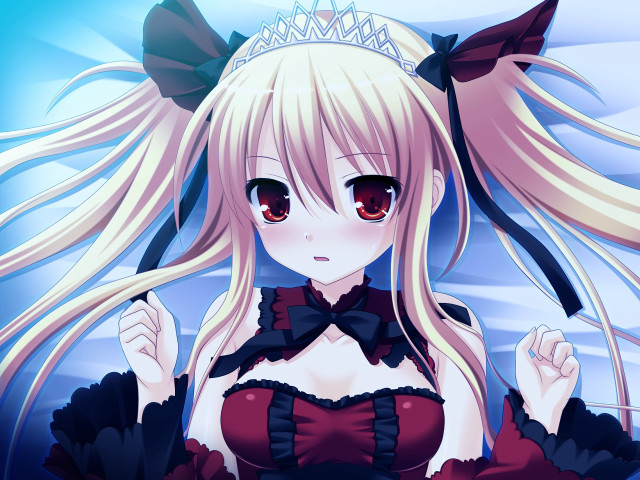 Anime girl blonde hair tiara free wallpaper for desktop - medium preview image