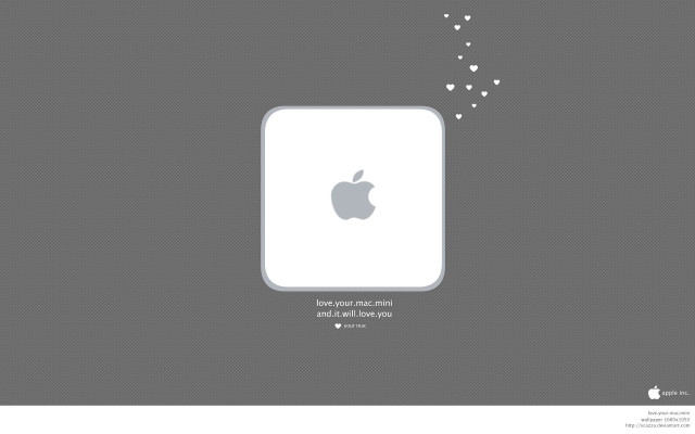 White apple logo hearts flying free wallpaper for desktop - medium preview image
