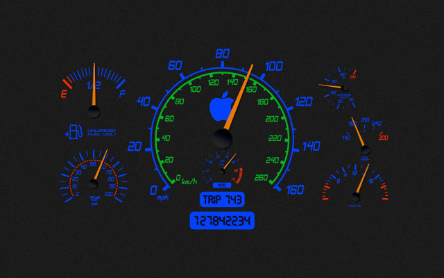 Dashboard blue green light clock free wallpaper for desktop - medium preview image