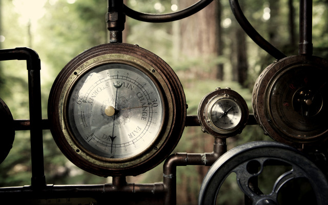 Steampunk gauge clocktower forest gears free wallpaper for desktop - medium preview image