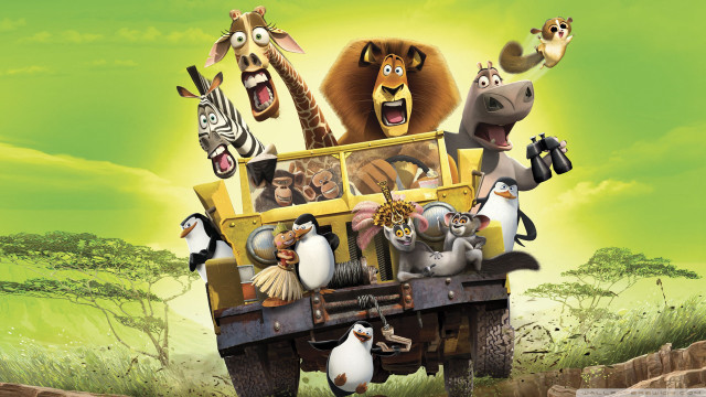 Cartoon animals truck zebra giraffe free wallpaper for desktop - medium preview image