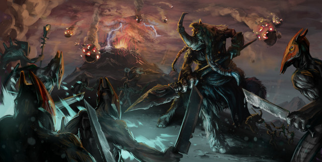 Demonic creatures fantasy setting sky free wallpaper for desktop - medium preview image