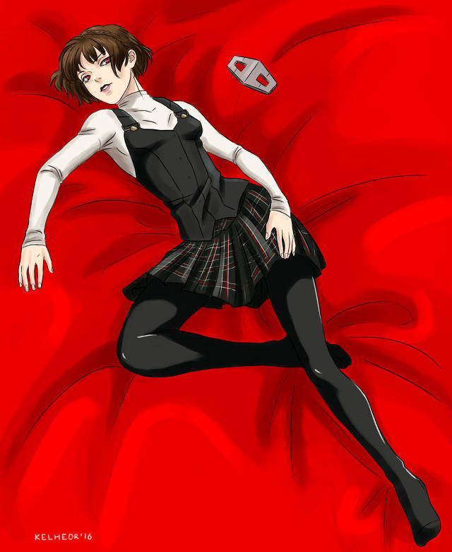 Woman school uniform bed remote free wallpaper for mobile - medium preview image