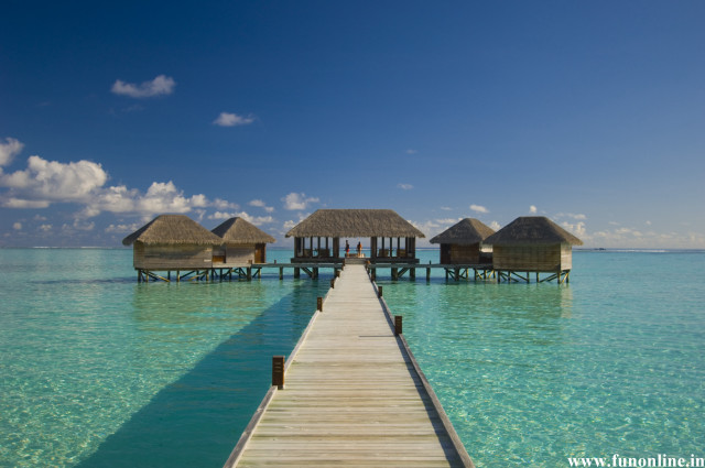 Pier hut water dock scenery free wallpaper for desktop - medium preview image