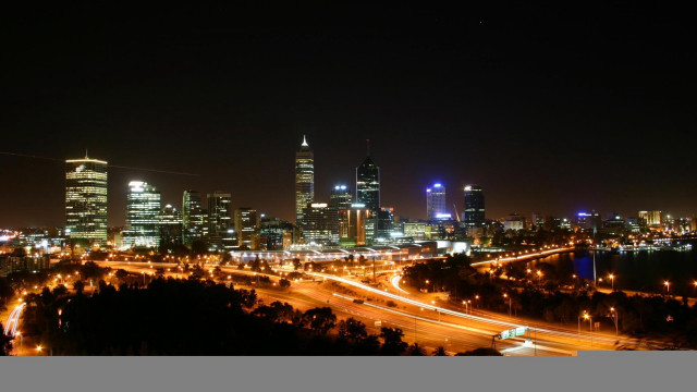 City skyline night lights traffic #3 free wallpaper for desktop - medium preview image