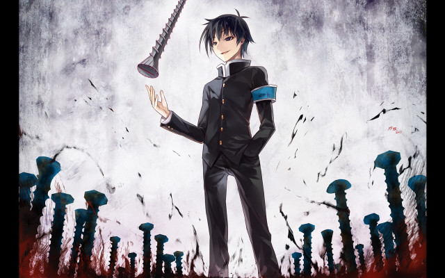 Man black suit sword mushrooms free wallpaper for desktop - medium preview image