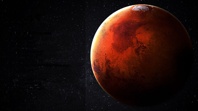 Red planet black background stars free wallpaper for desktop - medium preview image
